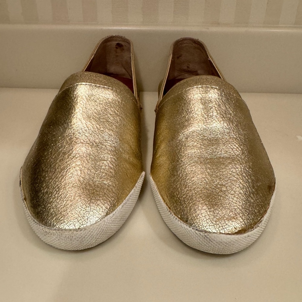 MFrye Melanie Metallic Gold Slip On Ballet Flats - Picture 3 of 16